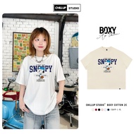 CHILLUP STUDIO BST131 Snoopy Baseball Streetwear Boxy Shirt - 2-Way Cotton T-Shirt 250gsm Loose For 