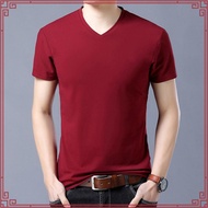 Baju berkolar Baju Kemeja Berkolar Lelaki Baju  Lelaki White bottoming shirt men's short-sved v-neck