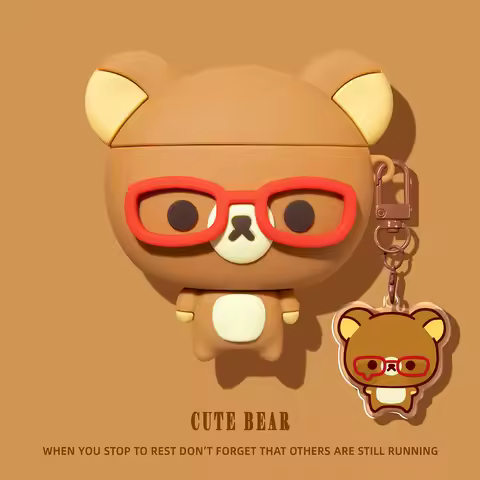 For Airpods 3 4 Pro Pro 2 Pro 3 Glasses Rilakkuma Silicone Earphone Case Cover