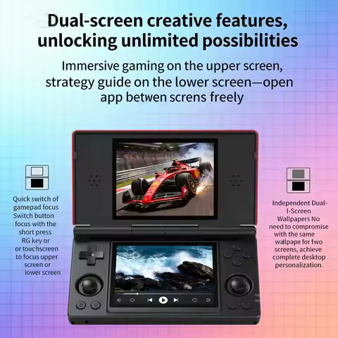 2026 ANBERNIC RG DS Handheld Gaming System - Flip Design, 4" IPS Touch Screen, Android 14, RixelHK W