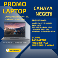 PROMO LAPTOP Lenovo V14-IIL PROSESOR Intel CORE i5 RAM 20GB SSD 256GB + 1 slot HARDISK Windows 10 Pro LAYAR FULL HD FREE TAS