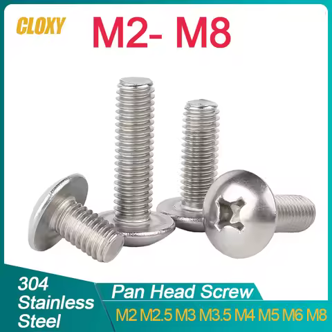 (A2-70) 304 Stainless Steel Phillips Braguero Flat Head Large Round Cross Bolt M2 M2.5 M3 M4 M5 M6 M