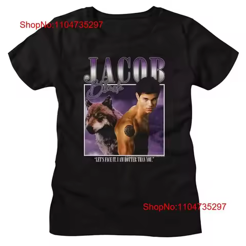 Twilight Movie Saga Women's T Shirt TWO IMAGES JACOB New Black Cotton SM 2XL vintage Washed Versatil