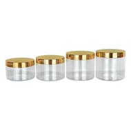 50ml 100ml 120ml 200m 250ml, 300ml, 400ml & 500ml Round Clear PET Container Plastic Jar Gold Plating