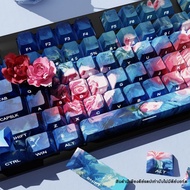 Rose Keycap Oil Painting Style Side Engraving Translucent PBT atk68 MacAlion MAD60 MAD68