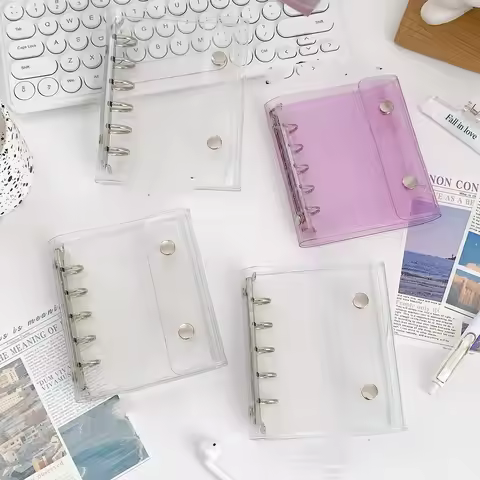 M5 Glitter 5-Hole Transparent Colored Binder Cover Journal Sketchbook Accessories Diary Office Suppl