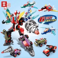 Fun Children's Toys Transforming Robot Winged Knight Mecha Assembling Small Particle Building Block 