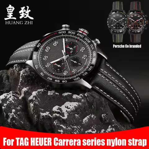 Watch Band Accessories For TAG HEUER canvas Strap Watch Belt Porsche CARRERA Nylon Quality Calfskin 