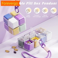【Forever】 8-grid Pill Storage Container Portable Sealed Medicine Box with Chain Used for Daily Trave