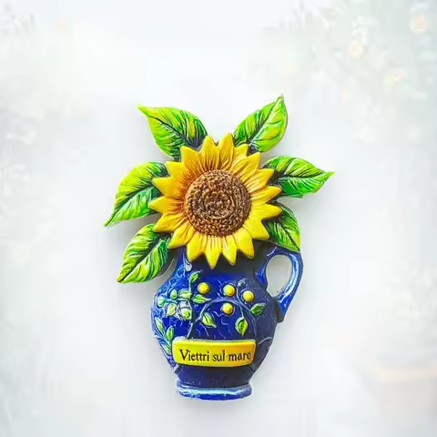 Vietri Sul Mare Fridge Magnet - Artisan 3D Ceramic Vase Souvenir Unique Italian Coastal Gift for Tra