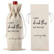 1/2/5pcs Pregnancy Announcement Wine Bottle Bags, Burlap Drawstring Wine Bottle Bags, Grandparent An