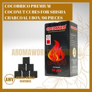COCOBRICO PREMIUM COCONUT CHARCOAL CUBE FOR SHISHA HOOKAH, ARANG CUBE BBQ , SHISHA high heat