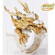 【樂淘】福斯設計「龍首」戒指項鏈男士霸氣個性二合一純銀食戒指活口龍爪