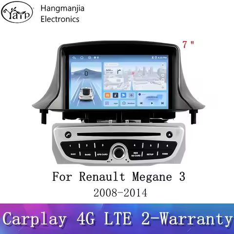 hangmanjia Wireless Android Auto Radio For Renault Megane 3 Fluence Samsung SM3 2008 - 2014 4G Car M