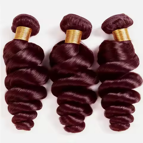 #99J Loose Wave Brazilian Human Hair Weave Bundles Burgundy Red Remy Color 1/3/4 Bundles Hot Sale De
