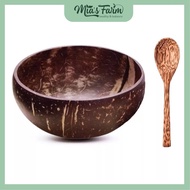 - Large Set Of Coconut Shell Bowls And Spoons Used To Eat granola Cereals, Mix Ice Cream