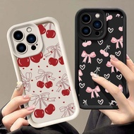 Cute Pink Bowknot Cherry Case Cover For Oneplus 12 15 13 11 13T 8T 12R 11R 10R OnePlus Nord CE 5 4 3
