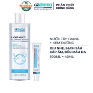 Combo Azderma Nước Tẩy Trang Cho Da Dầu Mụn Nhạy Cảm 500ml + Kem Dưỡng Cấp Ẩm, Đều Màu Da 40ml