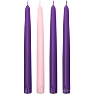 Advent Candle Set. Made in The USA Self Fitting End. Premium Hand Dipped Candles, Dripless, 4 Pack -