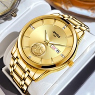 PROMO | AIYISHI FASHION GOLDEN SMOOTH SAILING DESIGN WATCH AUTOMATIC QUARTZ WATCH DUAL CALENDAR LUMI