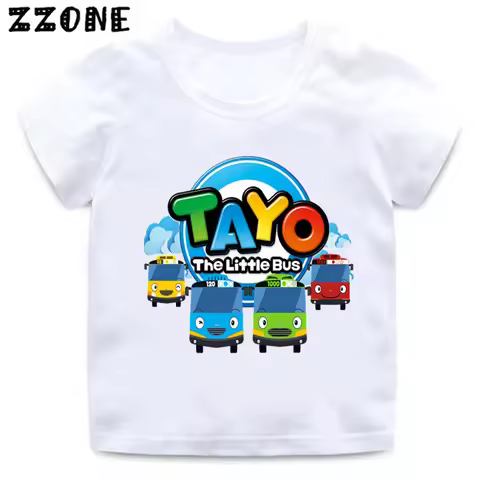 Hot Sale Tayo the Little Bus Cartoon Kids T-Shirts Girls Clothes Baby Boys T shirt Summer Short Slee