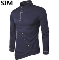 Design 2022 Kurta Lelaki Viral Slant Button Embroidery Men Shirt Long Sleeve Slim Fit Muslim Baju Melayu Formal Raya