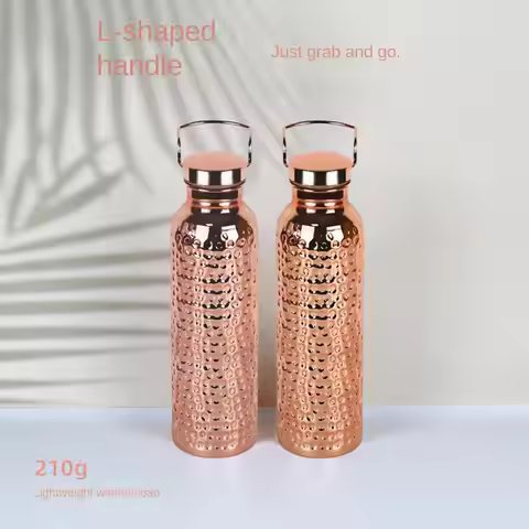 Pure Copper Water Bottle 800ml Portable Stainless Steel Insulated Drinkware Copper Bottle for Drinki