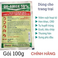 Dr Amox 50% (100g) trị tiêu chảy viêm ruột hoại tử viêm phổi sưng phù đầu tụ huyết trùng trên gà heo