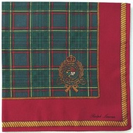 Ralph Lauren 復古手帕綠色紅色格子 19 x 18 英寸