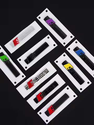 2Pcs 3D ABS Chrome Black Sline Logo SLine Emblem Car Fender Badge For A1 A2 A3 A4 A5 A6 A7 Q2 Q5 Q7 