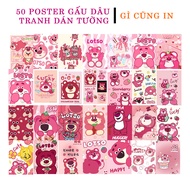 A5 In Màu - Combo Set 50 Tờ Tranh Dán Tường - POSTER GẤU DÂU - Decor Trang Trí Nhà | MS: 111273