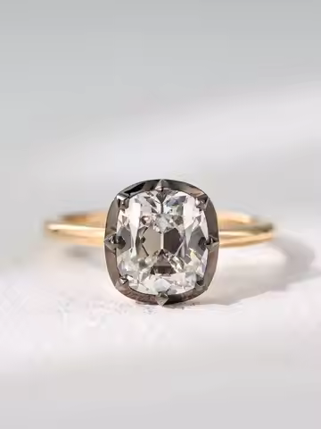 1.5 ct E color VS1 clarity, solid 10K/14K gold/black gold, IGI laboratory-grown diamond ring, Cushio