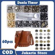 60Pcs Set Kancing Jepret / 6 Warna Kancing Cetet + Alat Pasang Kancing Jepret