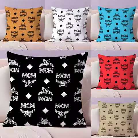 High end fashion MCM Cushion Cover Reversible Plush Pillow Cover for Car Sofa Bedroom Decorative Gif