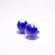 A Handmade 深藍水晶玻璃球耳環