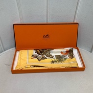 Hermes 小熊家族 小雞黃色絲巾 45*45 O339