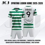 SPORT1NG L1SBON H0M3 2025-2026 Jersey Free custom name and number for adults and children Full Print