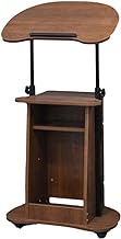 Lectern Podium Stand Mobile Rolling Laptop Standing Desk Multipurpose Height Adjustable Notebook Stand Lectern With Storage Shelf For Study Room Bedroom Living (Natural) (Brown)