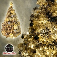 [特價]【摩達客】15尺 450cm 豪華氣質霧金系聖誕樹 (含金色系配件組) 100燈LED燈 暖白光9串