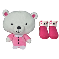 Shears Baby Bundle Set 3D Bobblies Soft Toy Baby Socks Set Ideal as Baby Gift