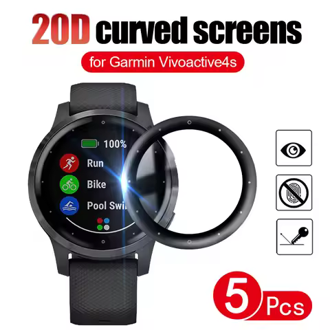 Screen Protector for Garmin Vivoactive 4 4s 20D Curved Edge Full Coverage Soft Protective Film for G