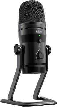 FIFINE USB Studio Recording Microphone Computer Podcast Mic for PC PS4 Mac with Mute Button &amp; Monitor Headphone Jack Four Pickup Patterns for Vocals YouTube Streaming Gaming ASMR Zoom-Class (K690)