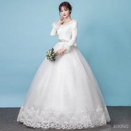 Wedding dress for ninang◘☃┇Winter main light wedding dress 2021 new bride wedding warm white long-sl