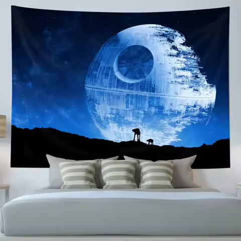 Death Planet Tapestry Death Stars Blue Galaxy Planet Cosmic Wall Hanging Art Decor Bedroom Living Ro