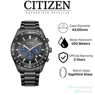 [Official Warranty] Citizen CA4677-50H Men's Eco-Drive Chronograph Black Dial Stainless Steel Strap 