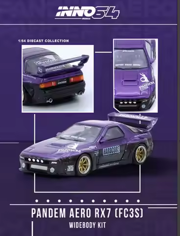 INNO64 1:64 Mazda RX-7 (FC3S) Pandem "Hardcore" Diecast Car Model In Stock Ready To Ship