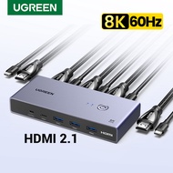 UGREEN HDMI 2.1 KVM Switcher Box 8K60Hz USB 3.0 5Gbps Ultra HD HDMI for Monitor Sharing Model:25961