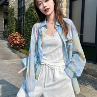 防晒衣女款夏季2025新款薄款衬衣时尚洋气扎染超仙雪纺衬衫女上衣