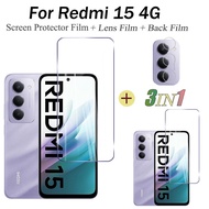 Redmi 15 Tempered Glass Redmi 15C Screen Protector Redmi 14C A3 A5 Camera Lens Protector Full Cover 