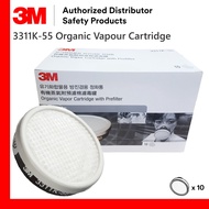 3M 3311K-55 Organic Vapor Cartridge with Pre-Filter/ Suitable for 3200/ HF-51/ HF-52 Made In Singapo